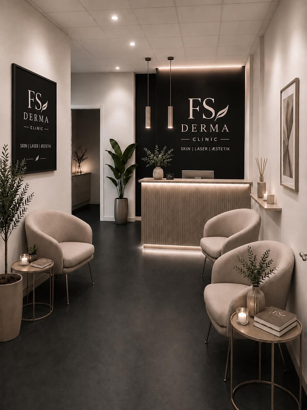 Klinikkens reception og venteområde på Selsmosevej i Taastrup